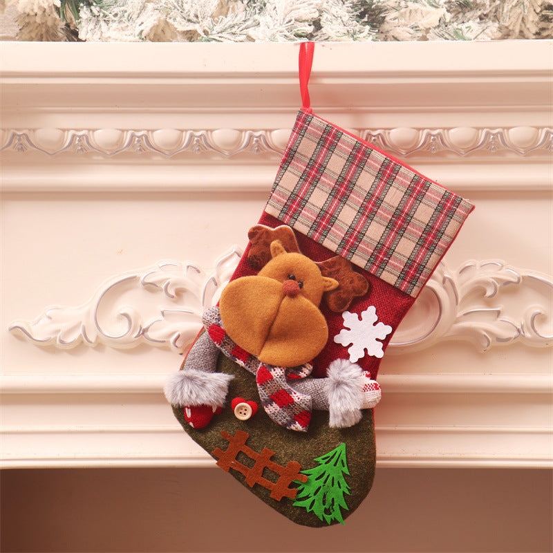 Wholesale Large Cartoon Fence Christmas Stocking Gift Bag Ornament